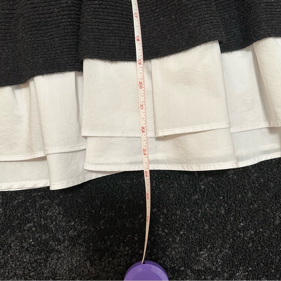 ANTHROPOLOGIE x Moth Twofer Peplum SS Ruffle Sweater Crisp White & Charcoal — S - Picture 11 of 12